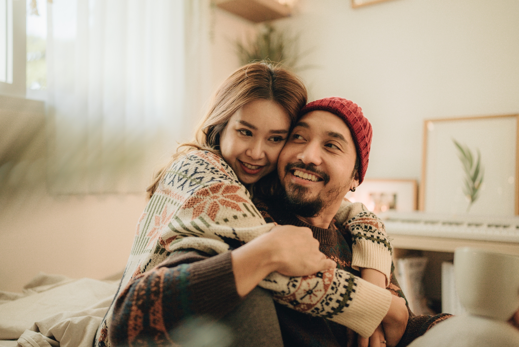 Couple hugging after urgent care STD testing at CityMD