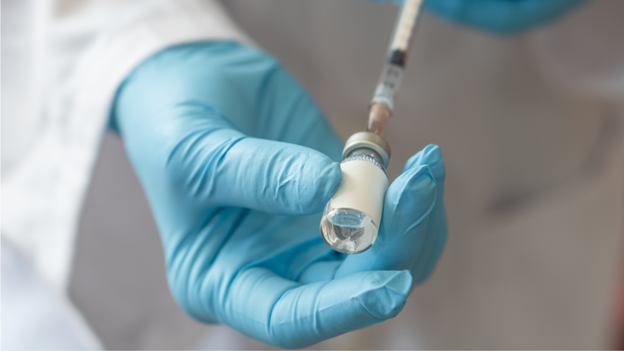 Close-up of a doctor preparing a tetanus shot at CityMD